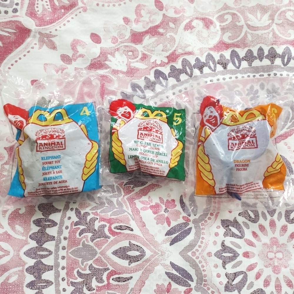 Disney Animal Kingdom McDonald's Vintage 1998 Happy Meal Kid Toys 4, 5, 6 Sealed